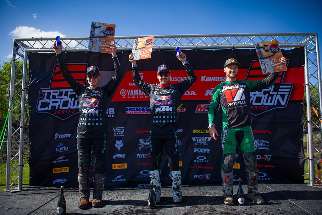 The 450 Pro podium. Left to right: Jess Pettis (2-3), Josiah Natzke (1-1), Arron Tanti.